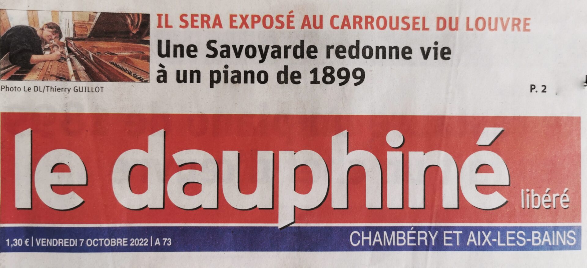 titre rouge le Dauphiné Libéré avec Marion Lainé en Une de Journal