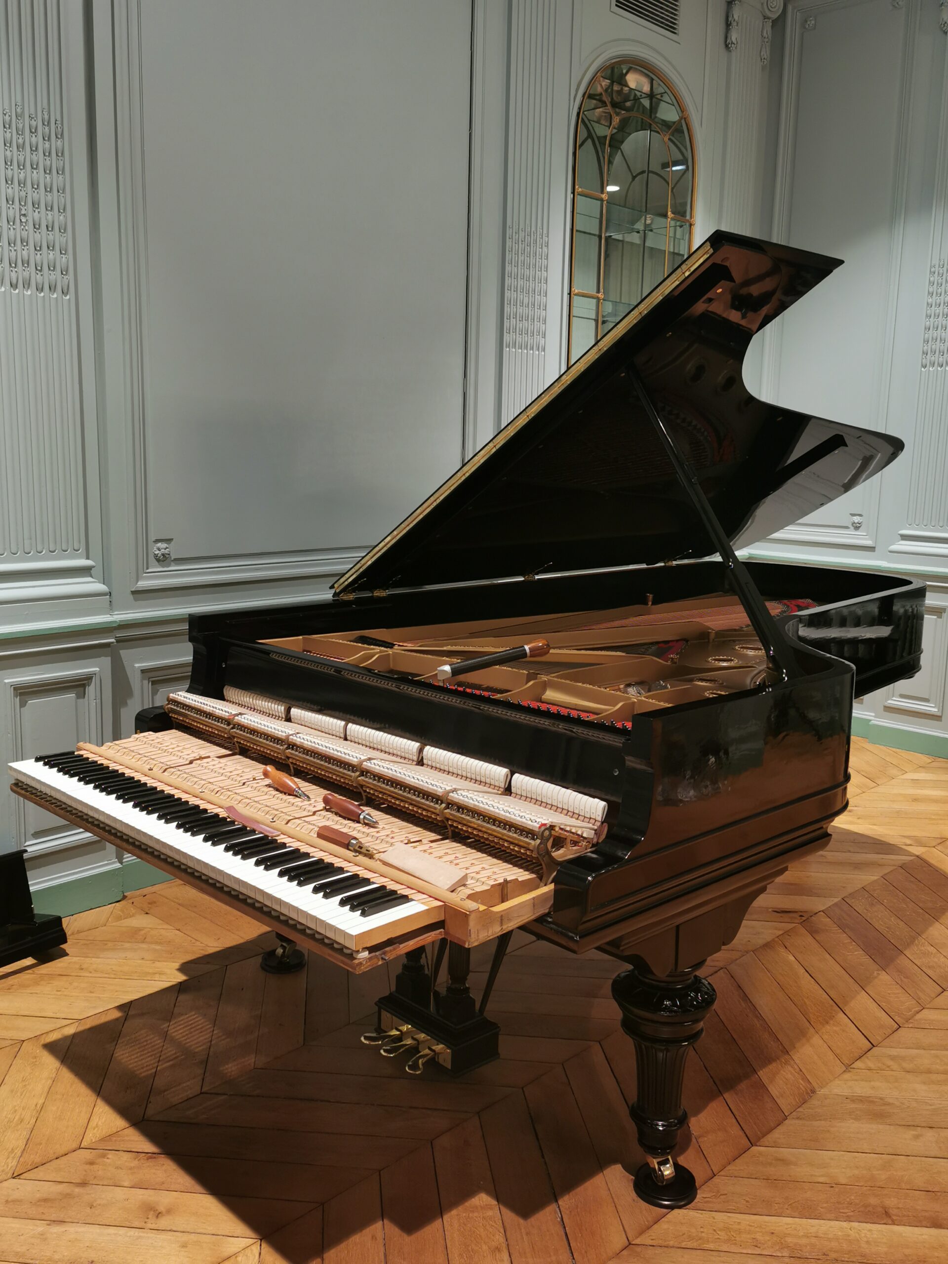 préparation Steinway and Sons de concert D274 mécanique sortie pour harmonisation